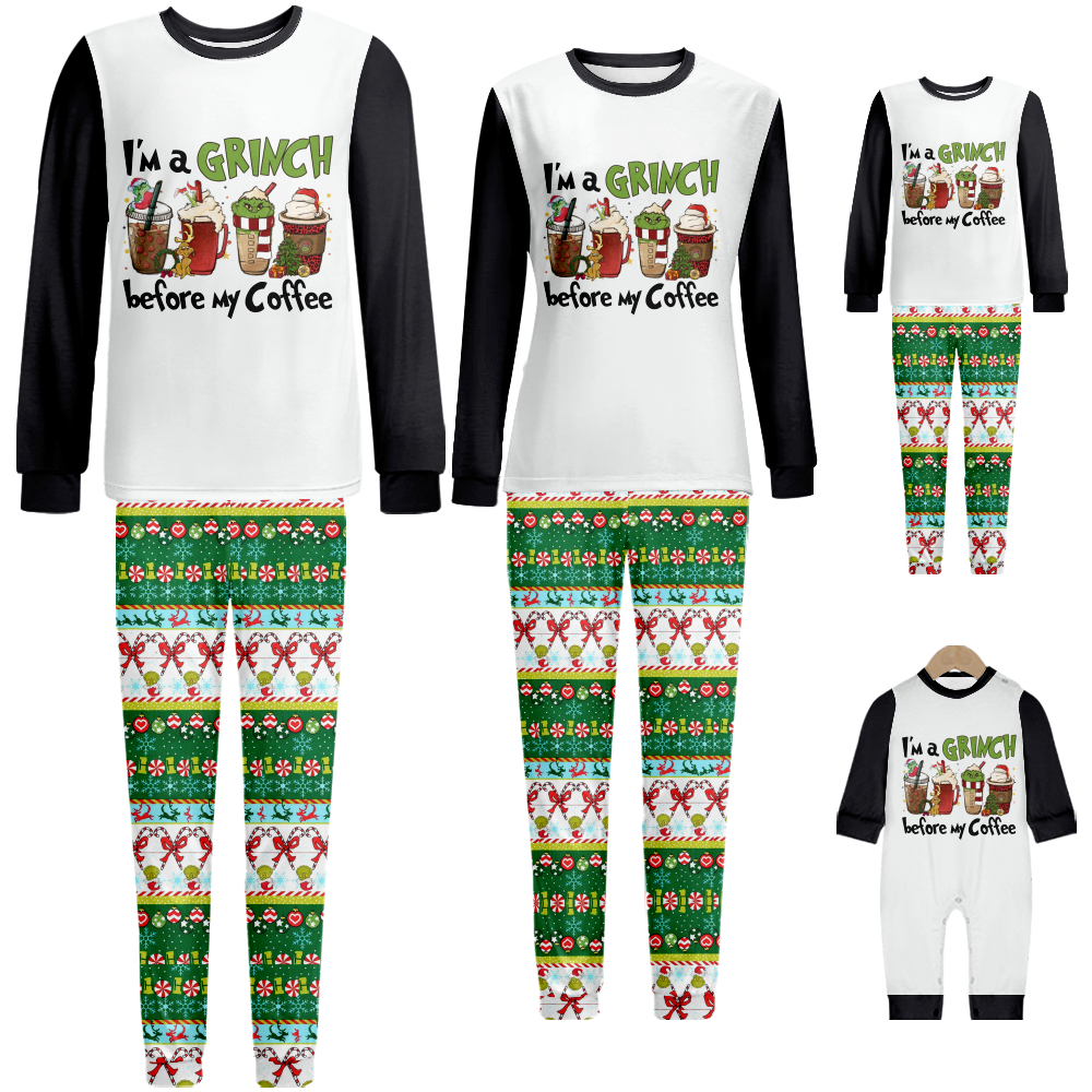Matching Pajamas Set Christmas Grinch Special Soft Art Print Long