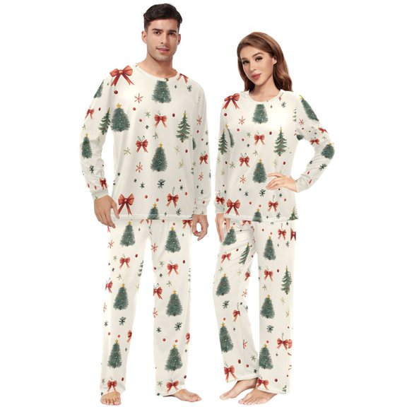 Matching Pajamas for Couples A Rapping Paper for Chirstmas Christmas Topic Light His and Hers Pajamas Sets Soft Long Sleeve Sleepwea