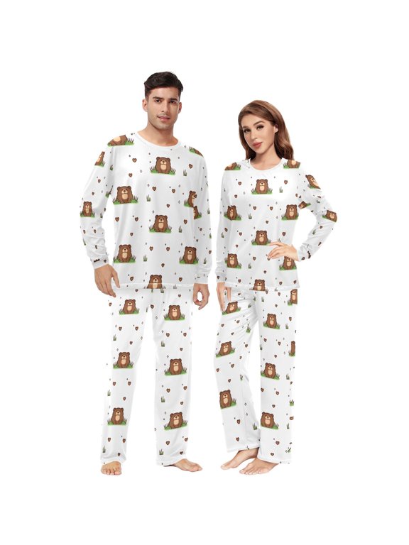 Matching Pajamas for Couples Animal Marmot His and Hers Pajamas Sets Soft Long Sleeve Sleepwea