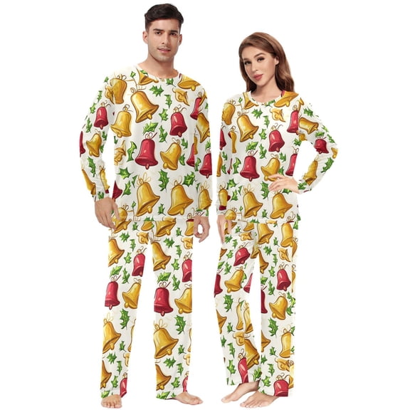 Matching Pajamas for Couples Christmas Bells His and Hers Pajamas Sets Soft Long Sleeve Sleepwea