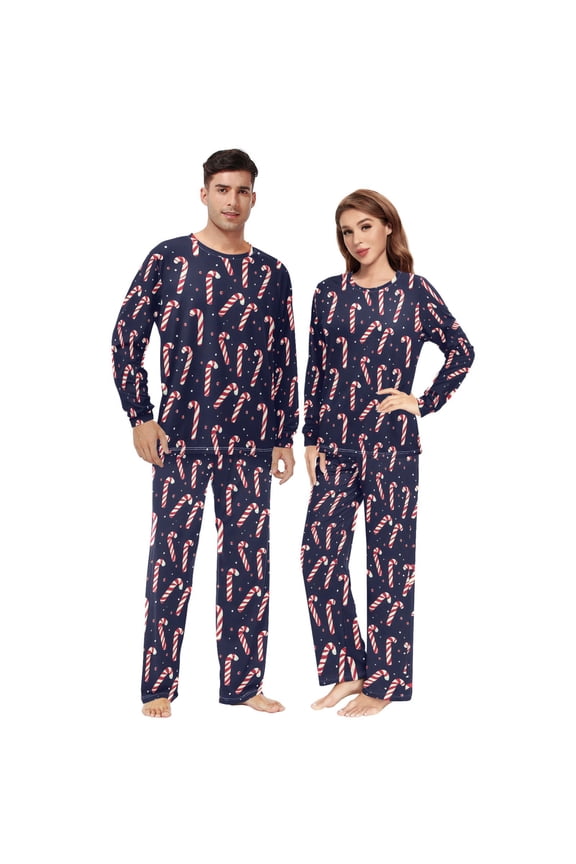 Matching Pajamas for Couples Christmas Candy Cane His and Hers Pajamas Sets Soft Long Sleeve Sleepwea
