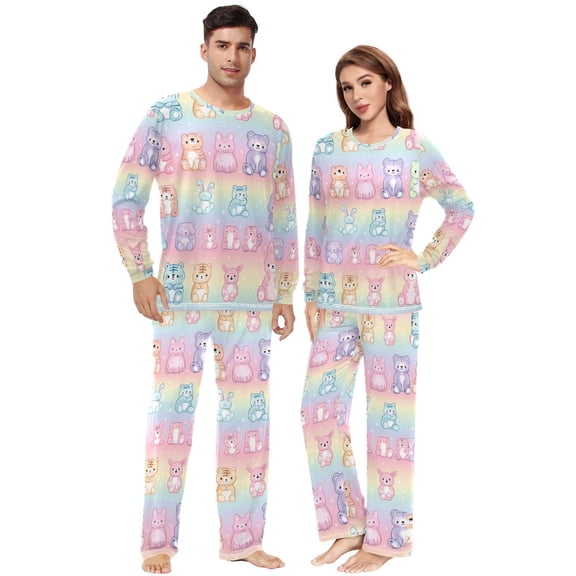 Matching Pajamas for Couples Cute Animals His and Hers Pajamas Sets Soft Long Sleeve Sleepwea