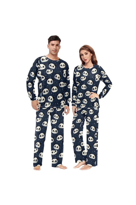 Matching Pajamas for Couples Cute Panda His and Hers Pajamas Sets Soft Long Sleeve Sleepwea