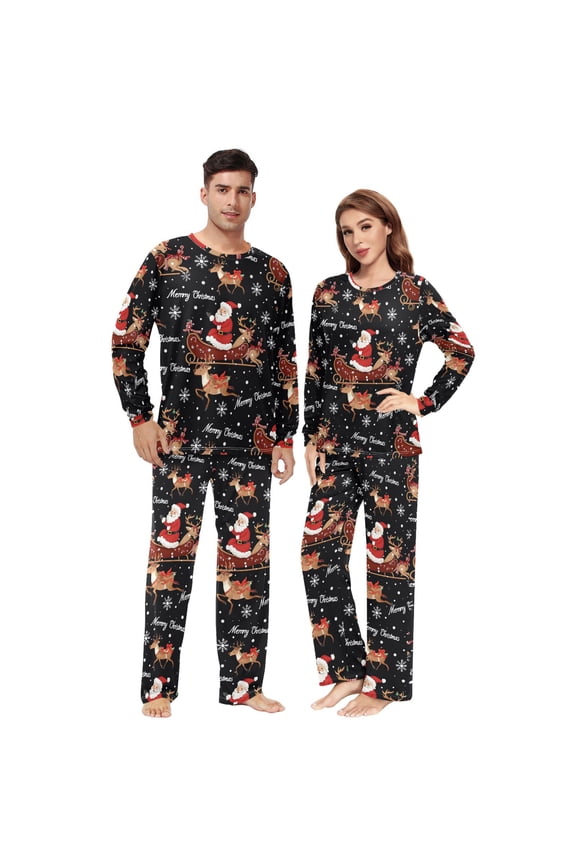 Matching Pajamas for Couples Deer Snowflake His and Hers Pajamas Sets Soft Long Sleeve Sleepwea