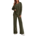 thumbnail image 1 of Matching Pajamas for Couples Fall Fashion Must Have Women Pajama Sets V Neck Cozy Women's Sleepwear Long Sleeve Shirts Womens Pjs Sets Green, 1 of 5