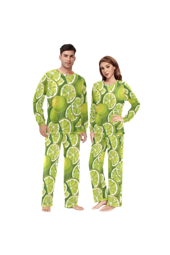Matching Pajamas for Couples Lemon His and Hers Pajamas Sets Soft Long Sleeve Sleepwea