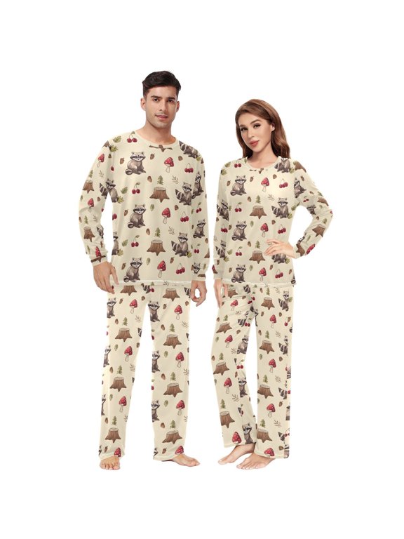 Matching Pajamas for Couples Little Brown Bear His and Hers Pajamas Sets Soft Long Sleeve Sleepwea
