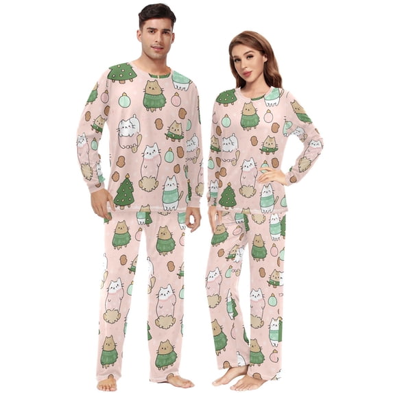 Matching Pajamas for Couples Pushkin Cat His and Hers Pajamas Sets Soft Long Sleeve Sleepwea