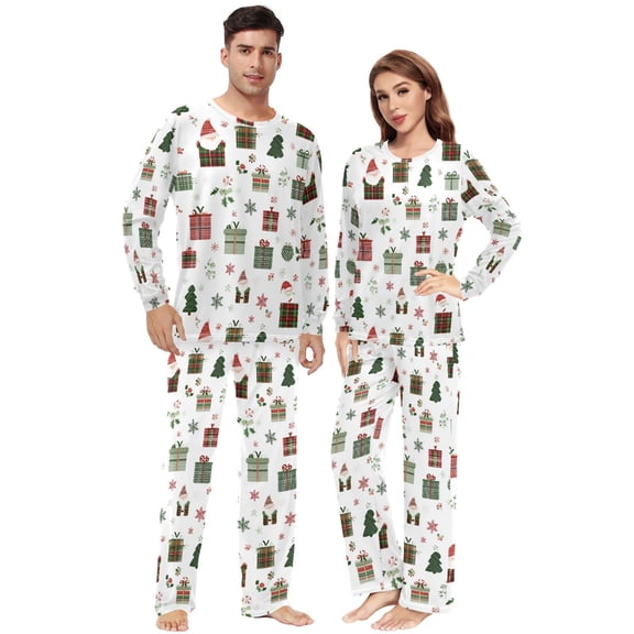 Matching Pajamas for Couples Santa Claus Gifts His and Hers Pajamas Sets Soft Long Sleeve Sleepwea