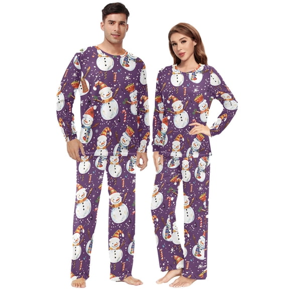 Matching Pajamas for Couples Snowman Instrumental His and Hers Pajamas Sets Soft Long Sleeve Sleepwea