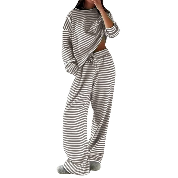 Matching Pajamas for Couples Springs Women Pajama Sets Crew Neck Loungewear Women's Sleepwear Long Sleeve Shirts Womens Pjs Sets Khaki