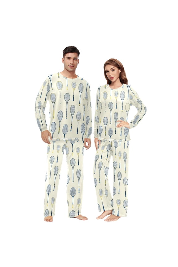 Matching Pajamas for Couples Tennis His and Hers Pajamas Sets Soft Long Sleeve Sleepwea