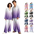 thumbnail image 1 of Matching Pjs for Couples Button Down Gradient Pajamas for Men Women Sleepwear Long Sleeve Soft Lounge Sets 2 Pcs Loungewear Light Gray XL, 1 of 7