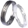 thumbnail image 1 of Matching Promise Rings for Couples Love Forever Wedding Bands Sets for Him and Her Black White Sterling Silver Plated Open Adjustable Stackable Ring Inspirational Jewelry Eternity Promise Engagement, 1 of 5