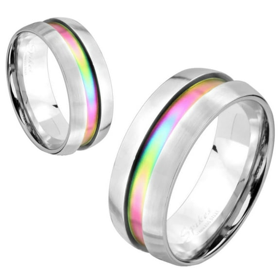 Matching Rainbow Stainless Steel Wedding Bands