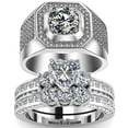 thumbnail image 1 of Matching Ring Couple Rings White Gold Plated 1CT CZ Women Wedding Ring Sets Female Ring, 1 of 8