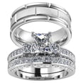 thumbnail image 1 of Matching Ring Couple Rings White Gold Plated 2CT CZ Women Wedding Ring Sets Female Ring, 1 of 8