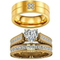 thumbnail image 1 of Matching Ring Couple Rings Yellow Gold Plated 1CT Heart CZ Wedding Ring Sets Titanium Male Ring, 1 of 7