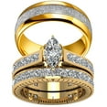 thumbnail image 1 of Matching Ring Couple Rings Yellow Gold Plated 2CT CZ Wedding Ring Sets Titanium Male Ring, 1 of 7