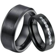 RINGHEART Matching Rings Couple Ring Titanium Steel CZ Women Wedding Ring Wedding Band Male Ring