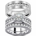 thumbnail image 1 of Matching Rings Couple Rings 1CT CZ 10kt White Gold Plated Women Wedding Ring Sets, 1 of 7