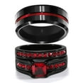 thumbnail image 1 of Matching Rings Couple Rings Red 1CT CZ 10kt Black Gold Plated Women Wedding Ring Sets, 1 of 7