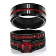 thumbnail image 1 of Matching Rings Couple Rings Red 1CT CZ 10kt Black Gold Plated Women Wedding Ring Sets, 1 of 7