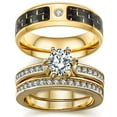 thumbnail image 1 of Matching Rings Couple Rings Yellow Gold Plated 1CT AAA Cz Women Wedding Ring Sets, 1 of 7