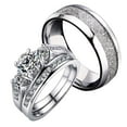 thumbnail image 1 of Matching Rings His and Her Rings Couple Rings CZ Wedding Ring Sets White Gold Plated Ring, 1 of 7