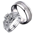 thumbnail image 1 of Matching Rings His and Her Rings Couple Rings CZ Wedding Ring Sets White Gold Plated Ring, 1 of 7
