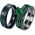 thumbnail image 1 of Matching Rings His and Her Rings Couple Rings Green CZ Wedding Ring Sets for Him and Her Men and Women Ring, 1 of 7