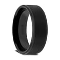 thumbnail image 1 of Matching Rings Set Flat Black Tungsten Ring With Brushed Center Polished Edges, 1 of 8
