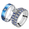 thumbnail image 1 of Matching Rings White Gold Plated Couple Rings 1CT CZ Wedding Ring Sets for Him and Her, 1 of 7