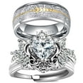 thumbnail image 1 of Matching Rings White Gold Plated Couple Rings Wings 1CT Heart Red CZ Wedding Ring Sets, 1 of 7
