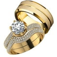 thumbnail image 1 of Matching Rings Yellow Gold Plated Couple Rings 1CT CZ Wedding Ring Sets for Him and Her Ring, 1 of 7