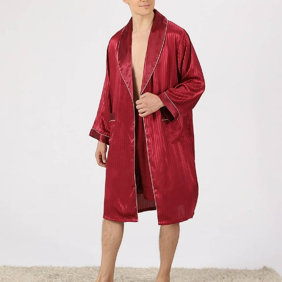 Matching Robes For Couples Male Bathrobes Mens Robes Mens Summer Robes Thin, Large, Summer, Silk, Stripe Waffle Robe Wine Towel