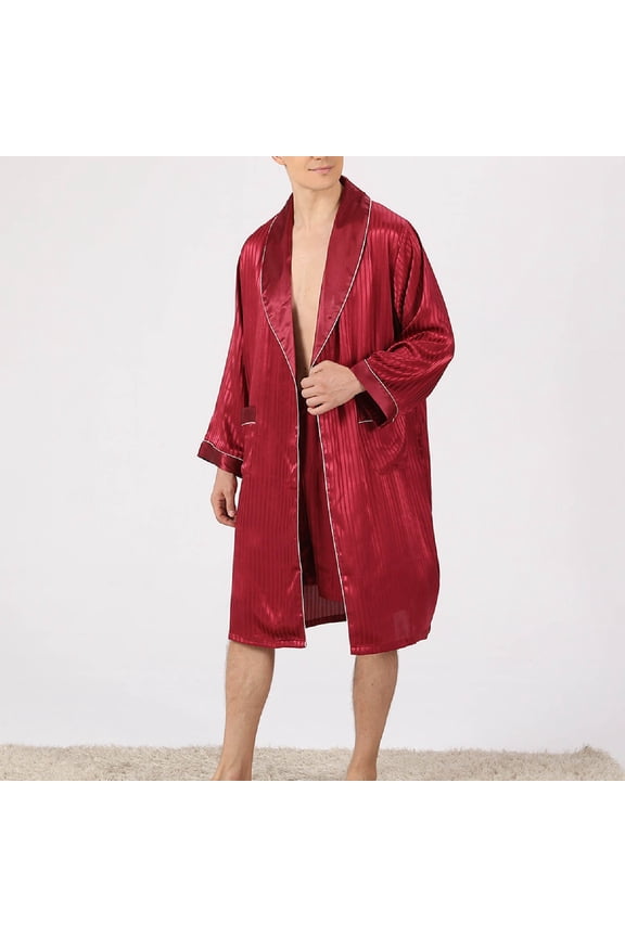 Matching Robes For Couples Male Bathrobes Mens Robes Mens Summer Robes Thin, Large, Summer, Silk, Stripe Waffle Robe Wine Towel