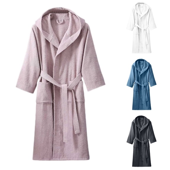 Matching Robes for Couples Soft Plush Bathrobes Fuzzy Robe Bath Pjs Warm Long Sleeve Long Winter V Neck Thick Pocket Spring Flannel Bathrobe