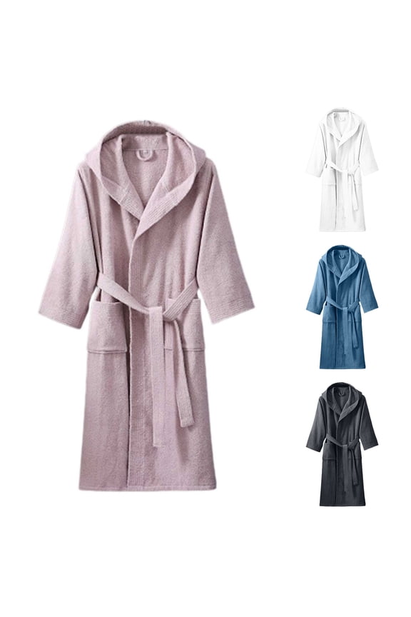 Matching Robes for Couples Soft Plush Bathrobes Fuzzy Robe Bath Pjs Warm Long Sleeve Long Winter V Neck Thick Pocket Spring Flannel Bathrobe