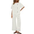 thumbnail image 2 of Women's 2-Piece Letter Print T-Shirt & Long Pants Set – Casual Streetwear Tracksuit, Polyester Cotton Blend, Regular Fit, By Sexy&Fashion 2 of 4