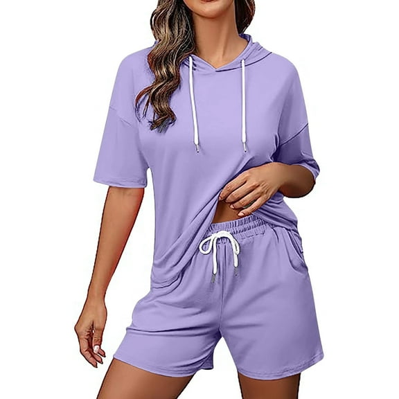 Matching Sets Summer Pant Suits for Women Clothing Set Female V-Neck Sleeveless Tops Pants Sets Full Pant Style S_955 Women's Tracksuits Purple S