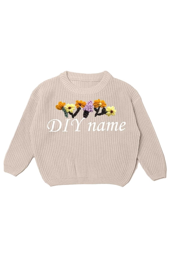 Matching Sets Women Clothing Fall Children's Diy Embroidered Pure Knitted Sweaters Names Custom Made Sweaters