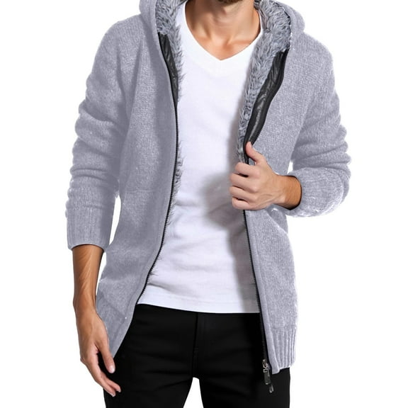 Matching Sets Women Clothing Fall Knit Sweater Coat Thickened Fleece Hooded Jacket Casual Double Zipper Outerwear Warm Pullover for Everyday Wear