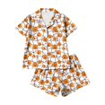 thumbnail image 1 of Matching Sets Women Clothing Matching Halloween-Themed 2026 Fall Holiday Short Sleeve Tops With Shorts Cute Lightweight Breathable Soft Pajama Set White M, 1 of 4