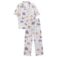 thumbnail image 1 of Matching Sets Women Clothing Simple Lightweight Breathable Halloween Fall Soft 2 Piece Sets Cute Pumpkin Short Sleeve Top With Long Pants Soft Pajama Set Gray XXXL, 1 of 4