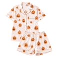 thumbnail image 1 of Matching Sets Women Clothing Simple Short Sleeve Button Down Soft Fabric Tops And Shorts Soft Pajama Set Beige L, 1 of 4