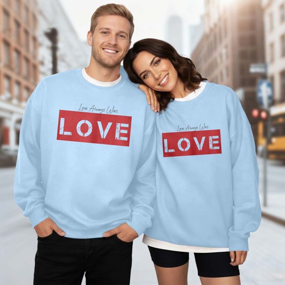 Matching Shirts for Couples Mens Sweatshirt Valentine's Day Print Sweatshirt Crew Neck Sweatshirt for Mens Unisex Graphic Print Crewneck Pullover Holiday Sweatshirts for Women