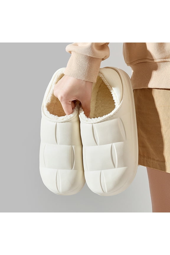 Matching Slippers for Couples, Warm Fleece Interior & Durable Sole, Perfect His and Hers Gift Set for Holidays, Anniversary, and First Christmas Together White 38