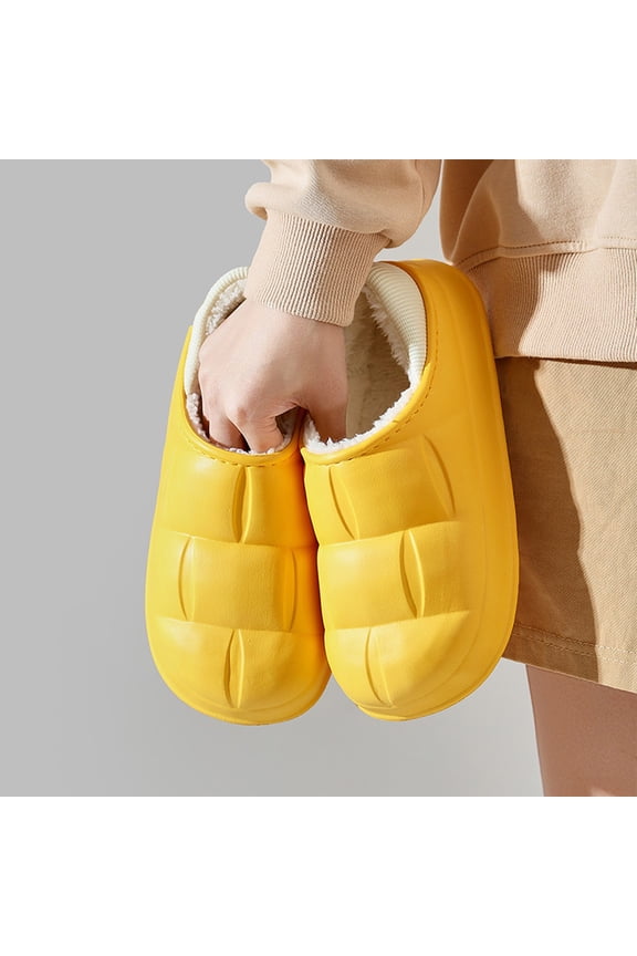 Matching Slippers for Couples, Warm Fleece Interior & Durable Sole, Perfect His and Hers Gift Set for Holidays, Anniversary, and First Christmas Together Yellow 40