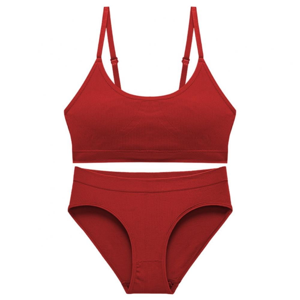 Bra and Panties Sets Women's Cotton Bra Slim Underwear Set Thin Push-Up Bra  Set Beautiful Back Women's Bra Panty Set Comfortable Underwear,Brick Red,L  : : Clothing, Shoes & Accessories